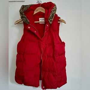 Old Navy Puffer Vest with Faux Fur Trim